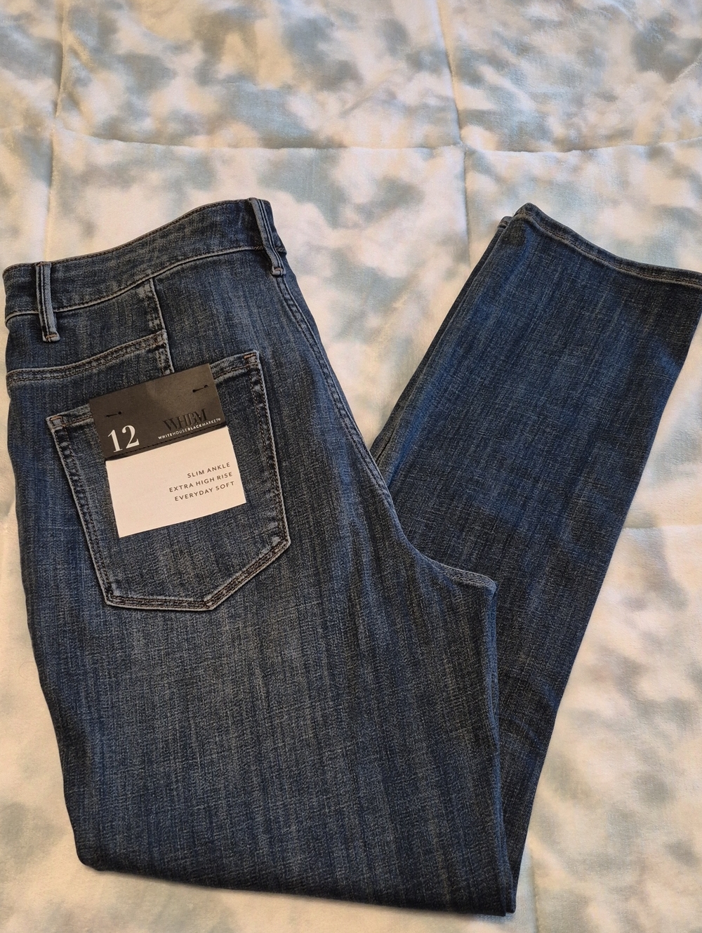 White House Black Market Women's High Rise Slim Ankle Jeans in Medium Blue Wash